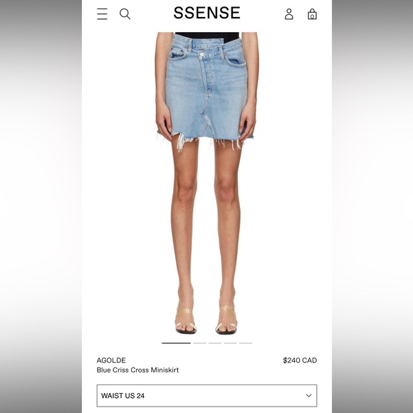 SOLD AGOLDE Blue Criss Cross Miniskirt - Picture 1 of 8